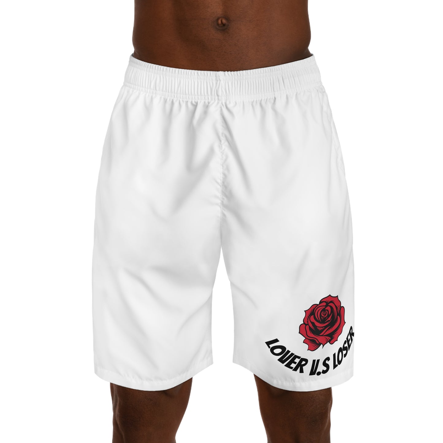 Men's Rose Print Jogger Shorts - "Lover U.S. Loser" Design