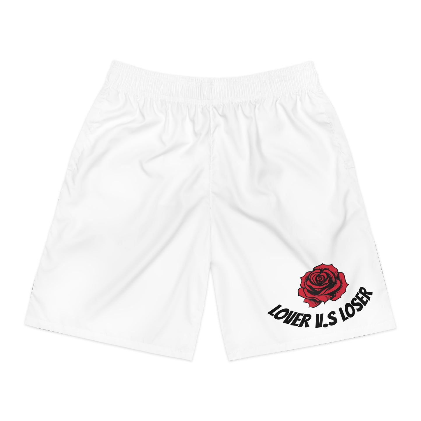 Men's Rose Print Jogger Shorts - "Lover U.S. Loser" Design